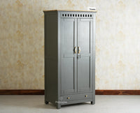 Alexandria Solid Wood Wardrobe Two Drawer Two Door Furniselan- Slate Grey