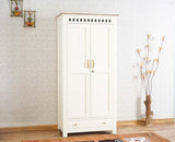 Alexandria Solid Wood Wardrobe Two Drawer Two Door Furniselan - Frosty White