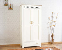 Alexandria Solid Wood Wardrobe Two Drawer Two Door Furniselan Milky-White