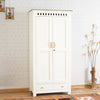 Alexandria Solid Wood Wardrobe Two Drawer Two Door Furniselan Milky-White