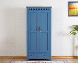 Alexandria Solid Wood Wardrobe Two Drawer Two Door Furniselan China-Blue