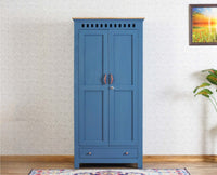 Alexandria Solid Wood Wardrobe Two Drawer Two Door Furniselan China-Blue