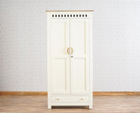 Alexandria Solid Wood Wardrobe Two Drawer Two Door Furniselan Milky-White