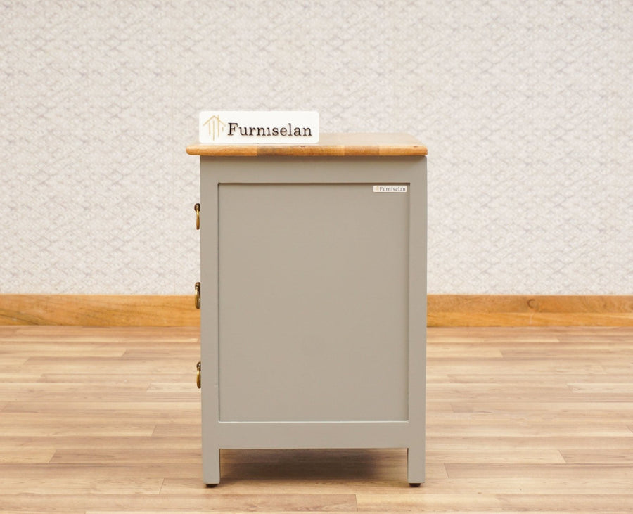 Alexandria Wooden Bedside Table Furniselan Cool-Grey