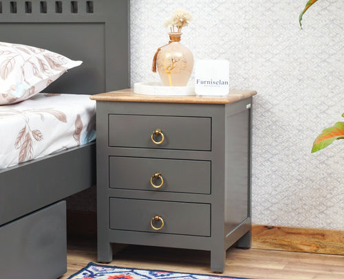 Alexandria Wooden Bedside Table Furniselan Slate-Grey