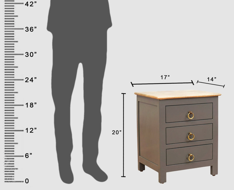 Alexandria Wooden Bedside Table Furniselan Slate-Grey
