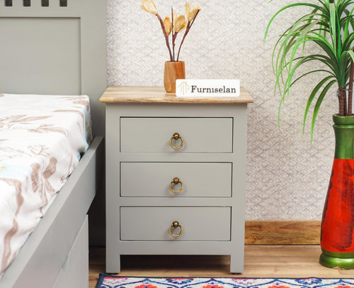 Alexandria Wooden Bedside Table Furniselan Cool-Grey