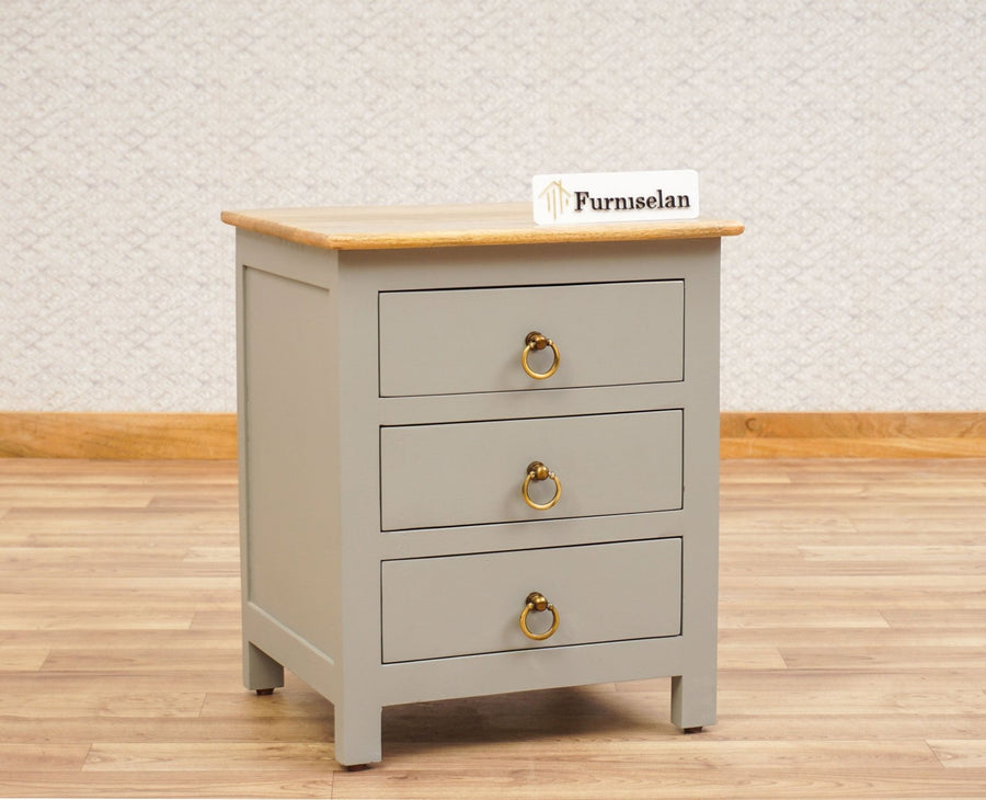 Alexandria Wooden Bedside Table Furniselan Cool-Grey