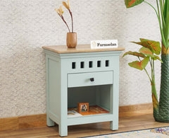 Alexandria Wooden Bedside Table One Drawer Furniselan Silt-Green