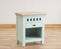 Alexandria Wooden Bedside Table One Drawer Furniselan Silt-Green