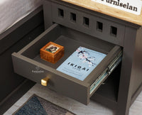 Alexandria Wooden Bedside Table One Drawer - Furniselan Slate-Grey