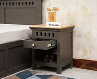 Alexandria Wooden Bedside Table One Drawer - Furniselan Slate-Grey
