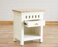 Alexandria Wooden Bedside Table One Drawer Furniselan Milky-White