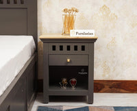 Alexandria Wooden Bedside Table One Drawer - Furniselan Slate-Grey