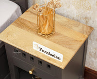 Alexandria Wooden Bedside Table One Drawer - Furniselan Slate-Grey