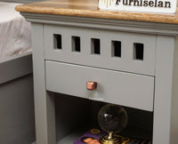 Alexandria Wooden Bedside Table One Drawer Furniselan Cool-Grey