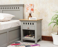 Alexandria Wooden Bedside Table One Drawer Furniselan Cool-Grey