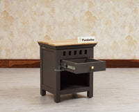 Alexandria Wooden Bedside Table One Drawer - Furniselan Slate-Grey