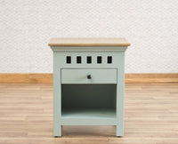 Alexandria Wooden Bedside Table One Drawer Furniselan Silt-Green