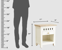 Alexandria Wooden Bedside Table One Drawer Furniselan Milky-White