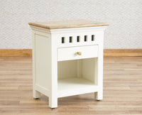 Alexandria Wooden Bedside Table One Drawer Furniselan Milky-White