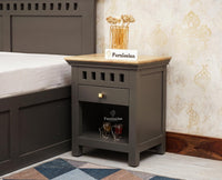 Alexandria Wooden Bedside Table One Drawer - Furniselan Slate-Grey