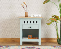 Alexandria Wooden Bedside Table One Drawer Furniselan Silt-Green