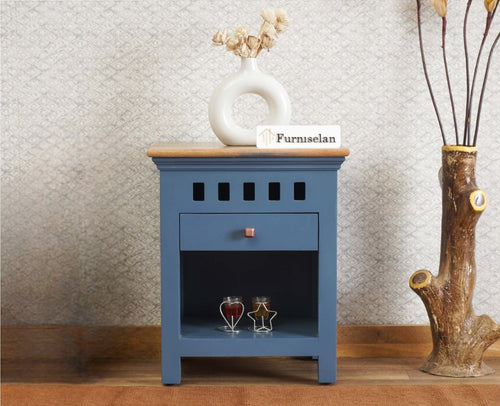 Alexandria Wooden Bedside Table One Drawer Furniselan  China-Blue