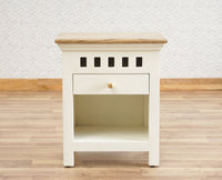 Alexandria Wooden Bedside Table One Drawer Furniselan Milky-White