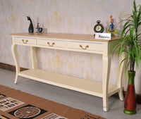 Alexandria Wooden Console Table Three Drawer - Console Table - Furniselan Milky-White