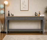 Alexandria Wooden Console Table Three Drawer - Console Table - Furniselan Slate-Grey