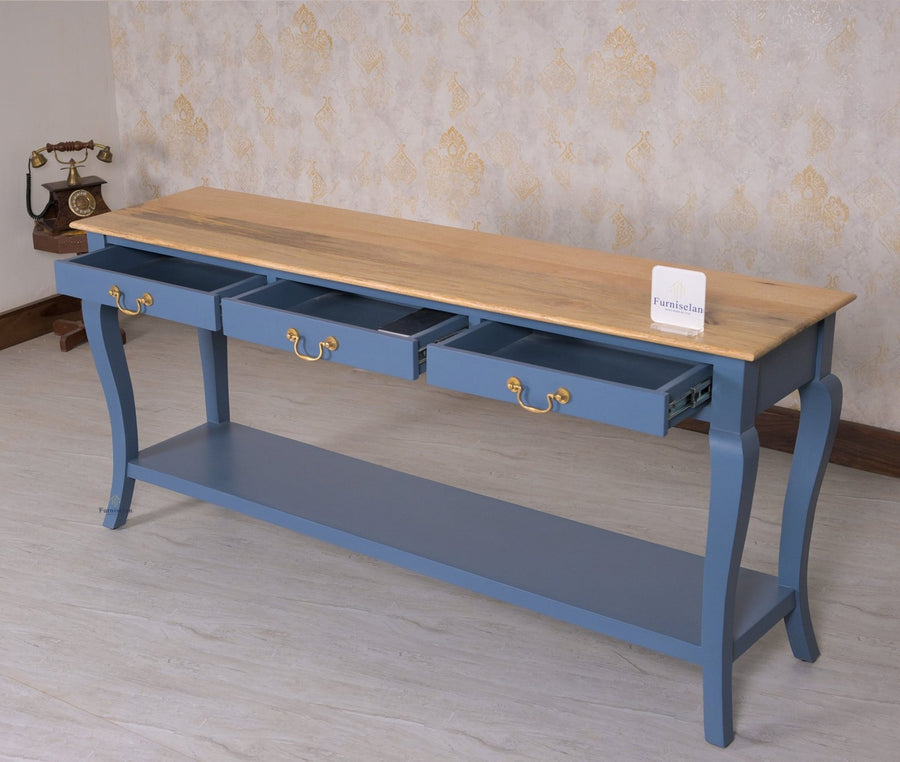 Alexandria Wooden Console Table Three Drawer - Console Table - Furniselan China-Blue