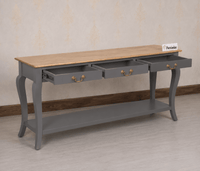 Alexandria Wooden Console Table Three Drawer - Console Table - Furniselan Slate-Grey
