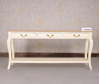 Alexandria Wooden Console Table Three Drawer - Console Table - Furniselan Milky-White