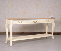 Alexandria Wooden Console Table Three Drawer - Console Table - Furniselan Milky-White
