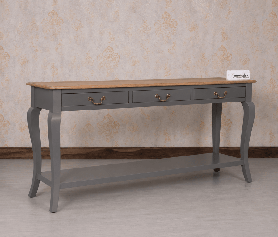 Alexandria Wooden Console Table Three Drawer - Console Table - Furniselan Slate-Grey