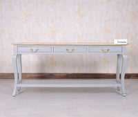 Alexandria Wooden Console Table Three Drawer - Console Table - Furniselan Cool-Grey