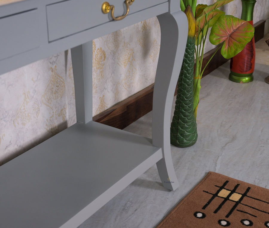 Alexandria Wooden Console Table Three Drawer - Console Table - Furniselan Cool-Grey