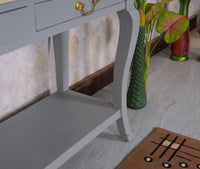 Alexandria Wooden Console Table Three Drawer - Console Table - Furniselan Cool-Grey