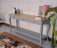 Alexandria Wooden Console Table Three Drawer - Console Table - Furniselan Cool-Grey