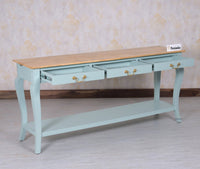 Alexandria Wooden Console Table Three Drawer - Console Table - Furniselan Silt-Green