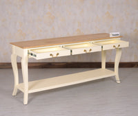 Alexandria Wooden Console Table Three Drawer - Console Table - Furniselan Milky-White