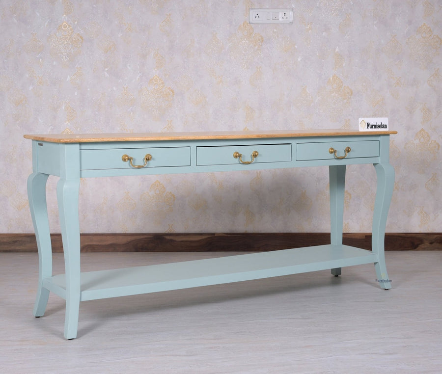 Alexandria Wooden Console Table Three Drawer - Console Table - Furniselan Silt-Green