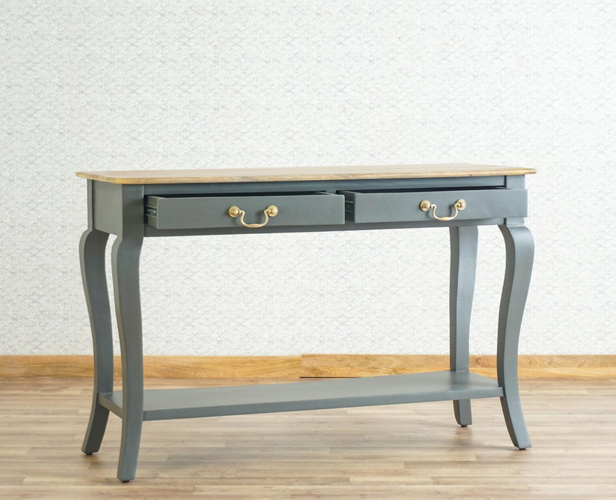 Alexandria Wooden Console Table Two Drawer Furniselan Slate-Grey