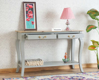 Alexandria Wooden Console Table Two Drawer Furniselan Cool-Grey