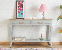 Alexandria Wooden Console Table Two Drawer Furniselan Cool-Grey