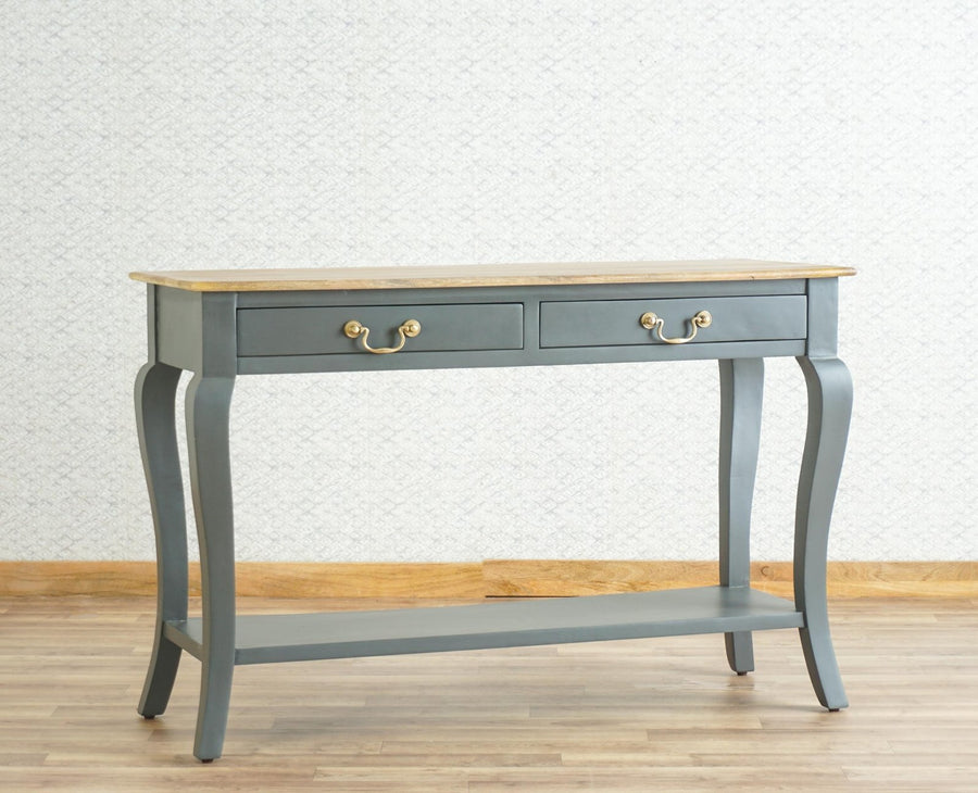 Alexandria Wooden Console Table Two Drawer Furniselan Slate-Grey