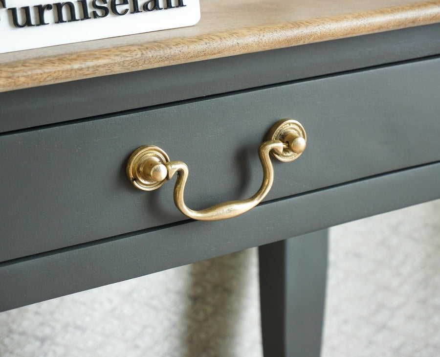 Alexandria Wooden Console Table Two Drawer Furniselan Slate-Grey