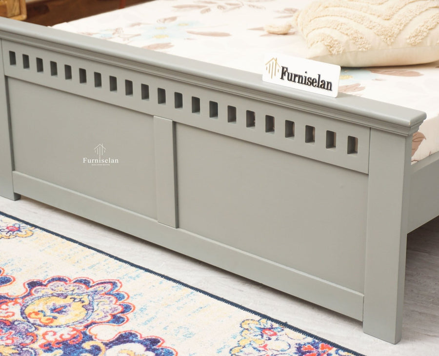 Alexandria Wooden Single Size Bed Kids Bed, Hostel Bed, Guest Bed for Home, PG & Small Rooms Furniselan Cool Grey