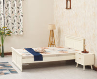 Alexandria Wooden Single Size Bed Kids Bed, Hostel Bed, Guest Bed for Home, PG & Small Rooms Furniselan Frosty White